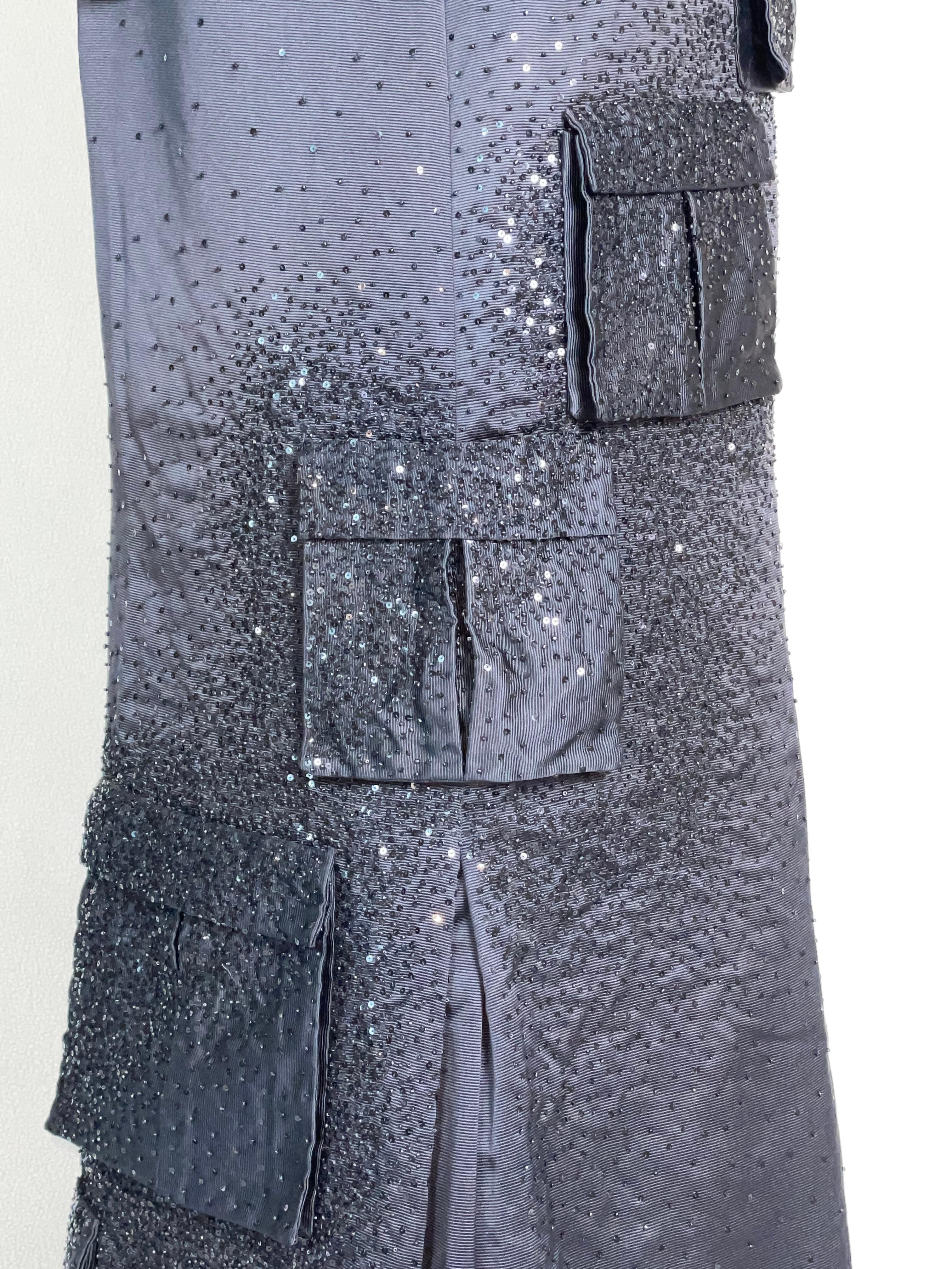 NWT F/W 1998 Atelier Versace Runway Black Embellished Cargo Maxi Skirt In New Condition In Yukon, OK