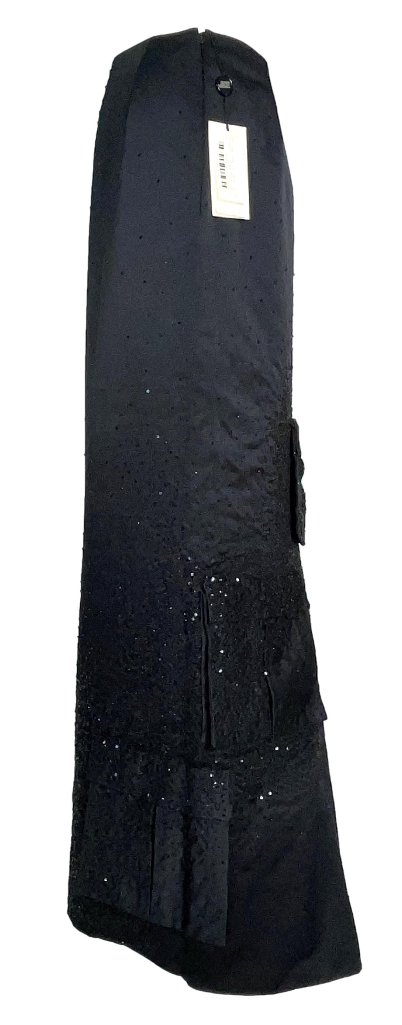 Women's NWT F/W 1998 Atelier Versace Runway Black Embellished Cargo Maxi Skirt