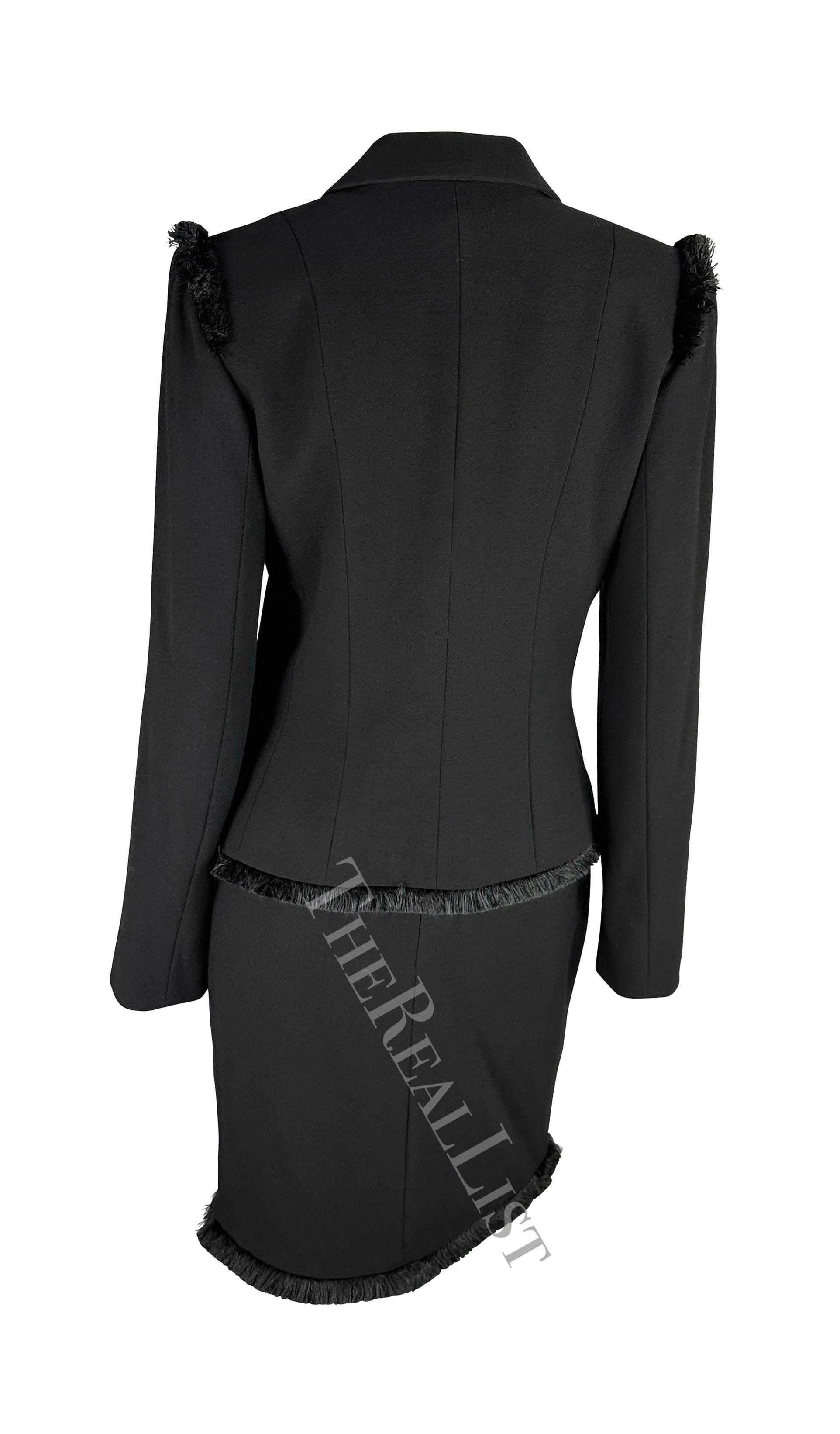 Tailleur jupe à franges noire Christian Dior par John Galliano, Neuf avec étiquette, A/H 1998 en vente 1