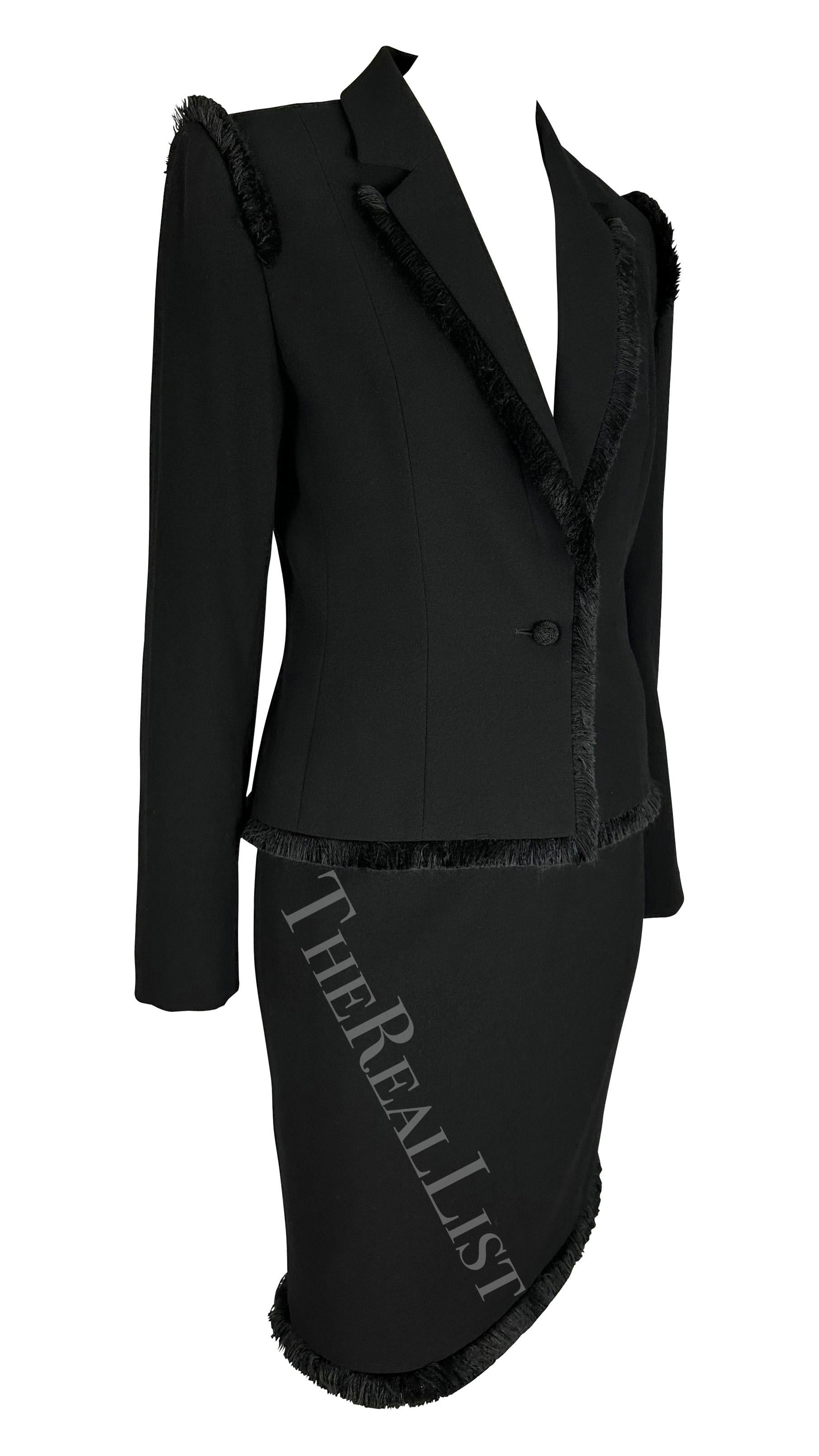 Tailleur jupe à franges noire Christian Dior par John Galliano, Neuf avec étiquette, A/H 1998 en vente 3