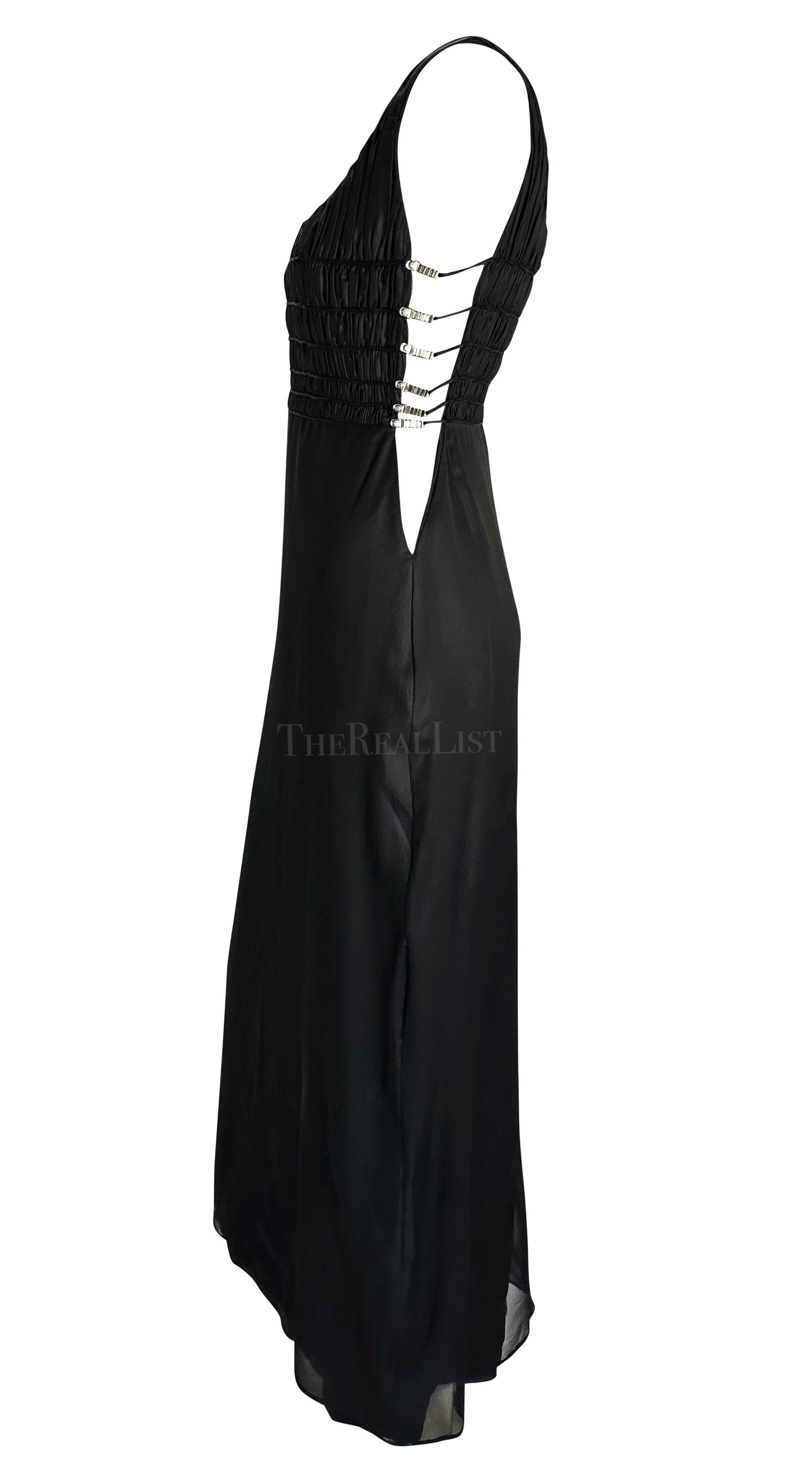 NWT F/W 1998 Gianni Versace by Donatella Black Rhinestone Side Slit Medusa Gown In Excellent Condition For Sale In West Hollywood, CA