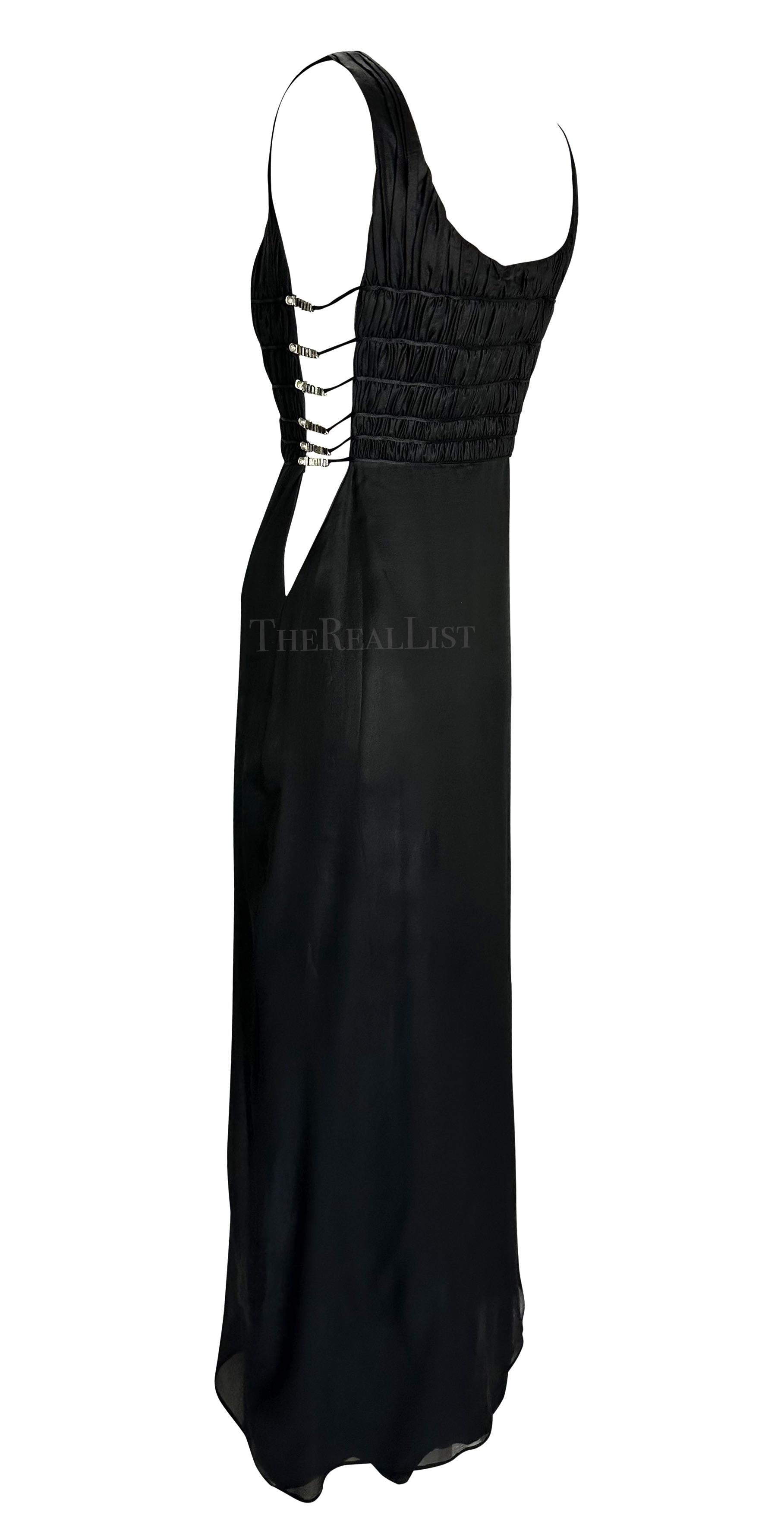 NWT F/W 1998 Gianni Versace by Donatella Black Rhinestone Side Slit Medusa Gown For Sale 2