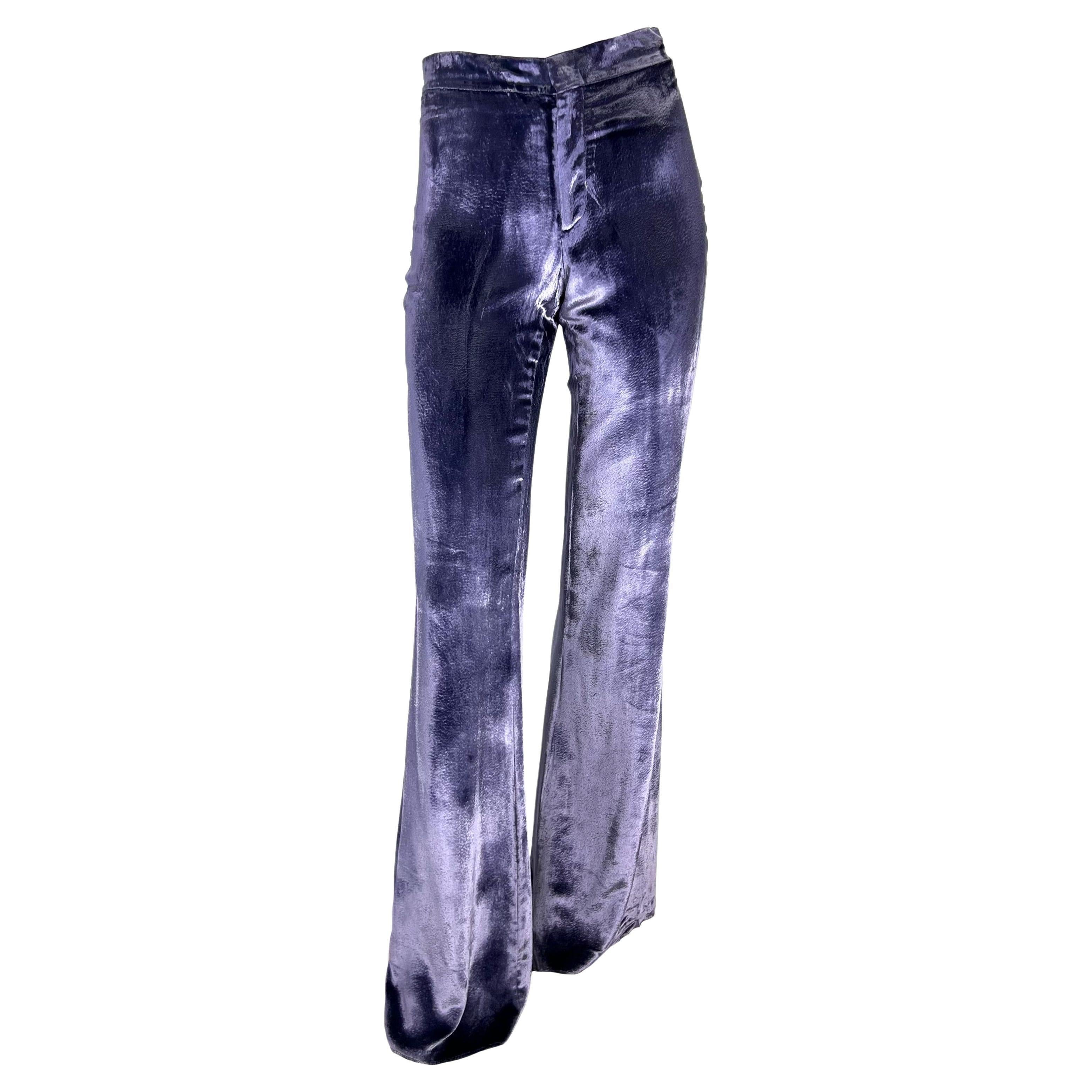 NWT A/I 1999 Gucci by Tom Ford Runway Lavender Velvet Flare Pants in vendita 2