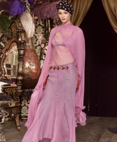 NWT F/W 2000 Dolce & Gabbana Sheer Purple Rose Print Mesh Underwear Lingerie