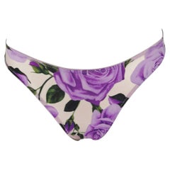 NWT F/W 2000 Dolce & Gabbana Sheer Purple Rose Print Mesh Underwear Lingerie