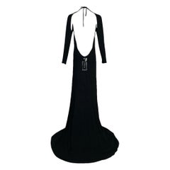 NWT F/W 2000 Gucci Tom Ford Plunging Back L/S Extra Long Gown Dress