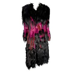 NWT F/W 2001 Thierry Mugler Couture Black Purple 'Beasts' Oversized Fur Coat