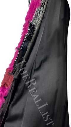 NWT F/W 2002 Thierry Mugler Couture Black Purple Oversized Fur Coat