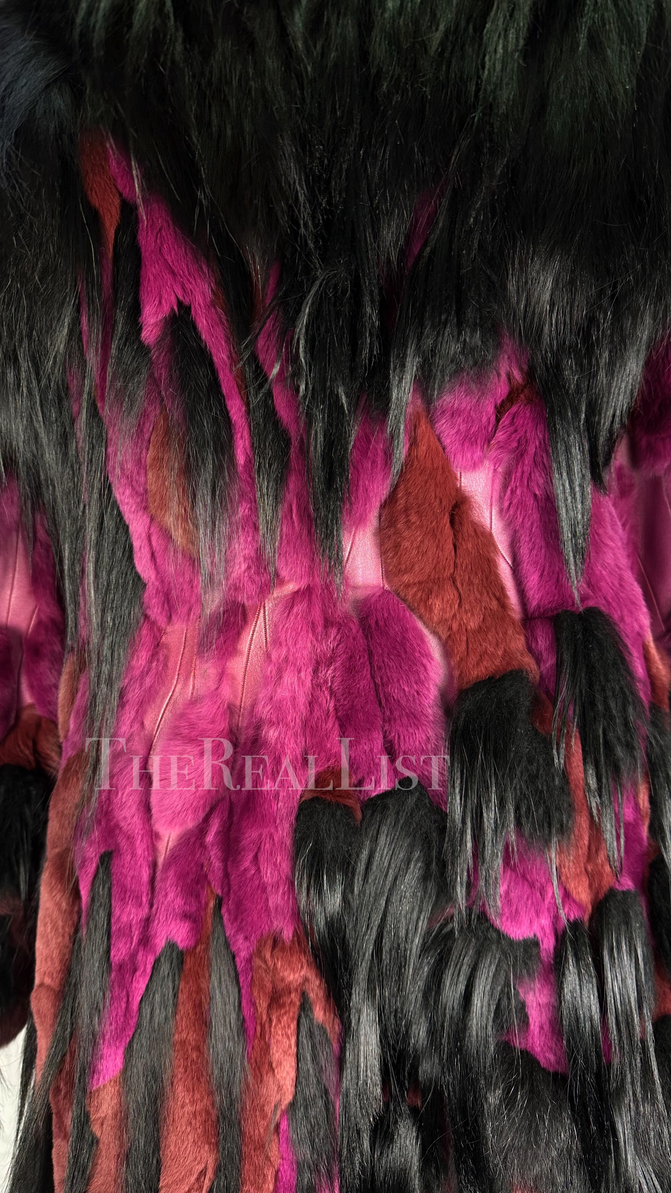 NWT A/I 2001 Thierry Mugler Couture Nero Viola 'Beasts' Cappotto di pelliccia oversize In condizioni ottime in vendita a West Hollywood, CA