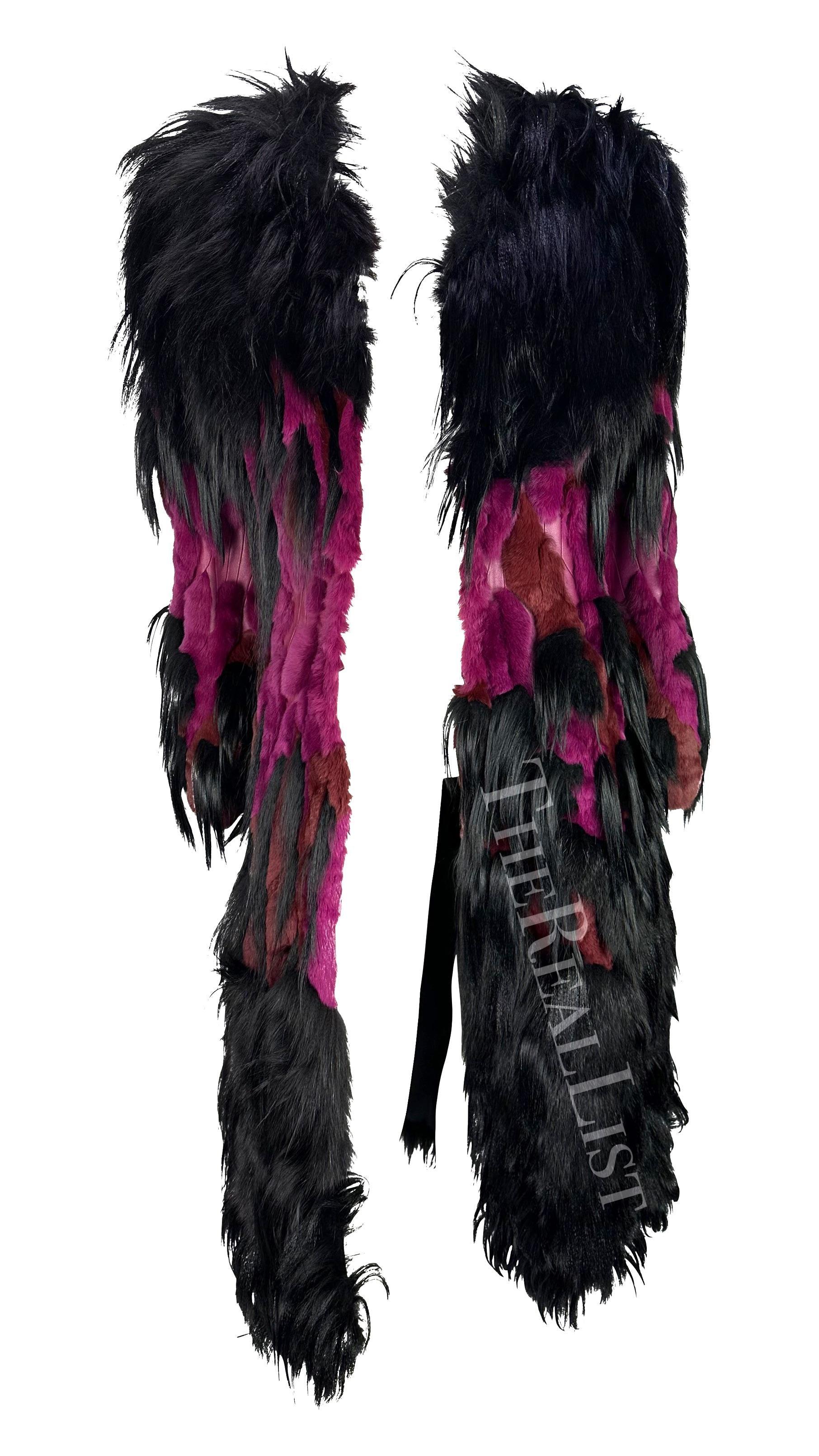 NWT A/I 2001 Thierry Mugler Couture Nero Viola 'Beasts' Cappotto di pelliccia oversize in vendita 5