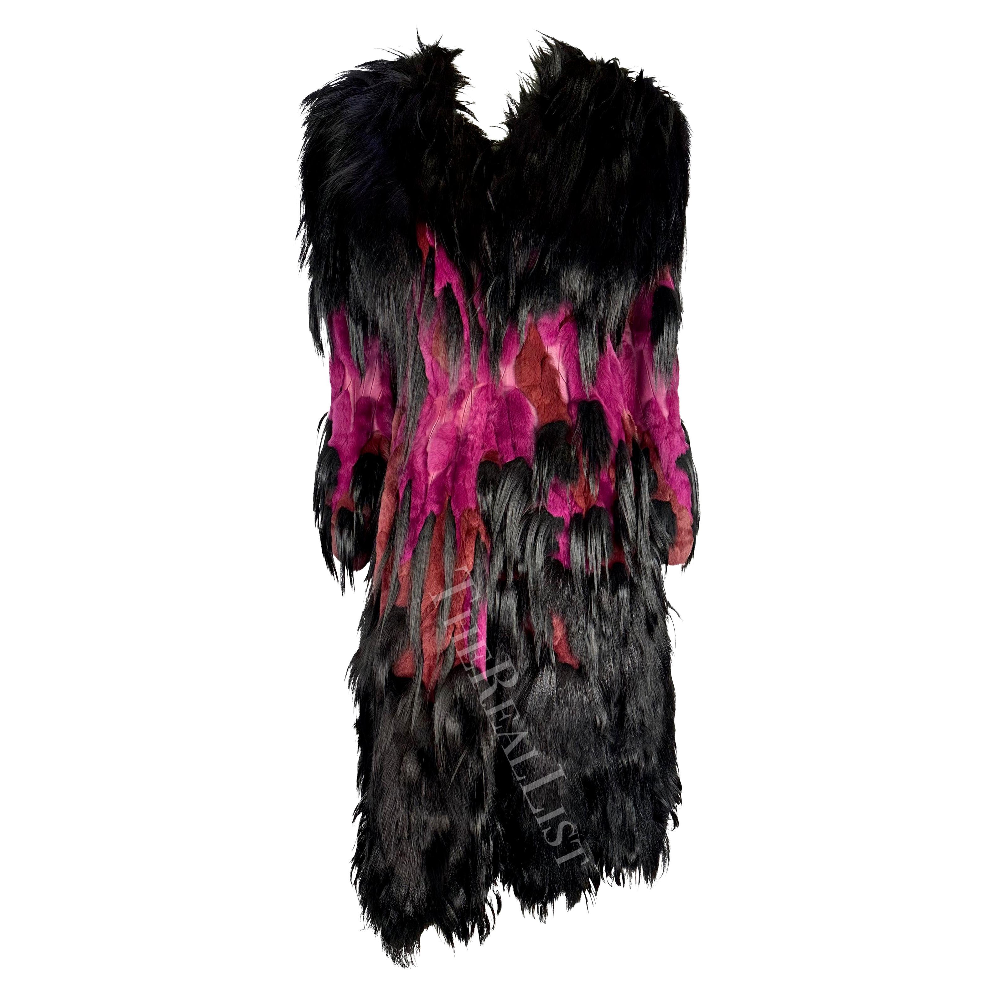 NWT F/W 2001 Thierry Mugler Couture Black Purple 'Beasts' Oversized Fur Coat (Manteau de fourrure surdimensionné) en vente