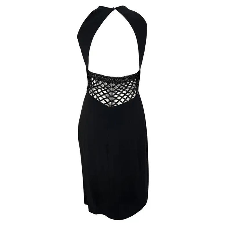 NWT A/I 2001 Valentino Garavani Ad Mini Abito nero con perline e senza schienale