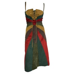 NWT F/W 2002 Dolce and Gabbana Multicolor Suede Butterfly Dress