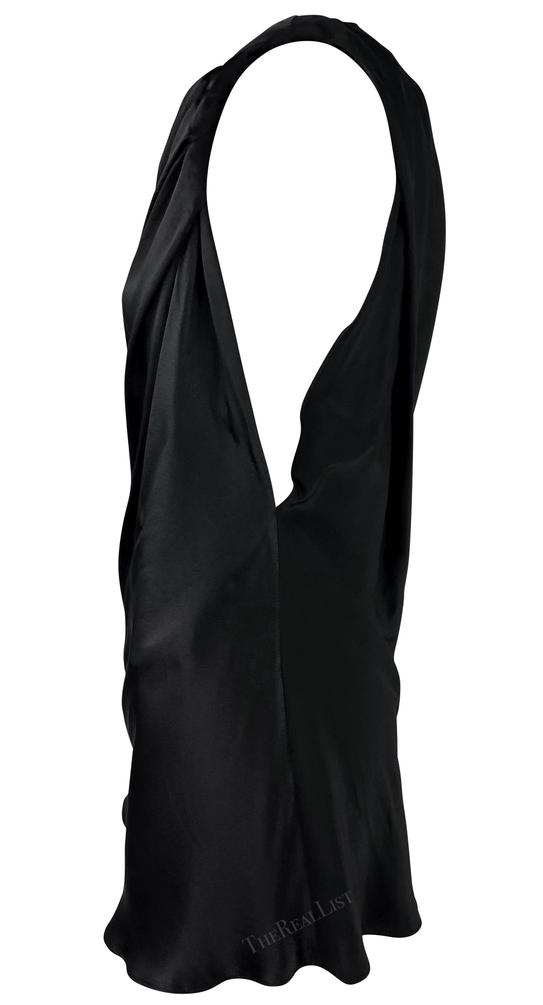 Women's or Men's NWT F/W 2002 Dolce & Gabbana Black Silk Satin Asymmetric Super Mini Dress For Sale