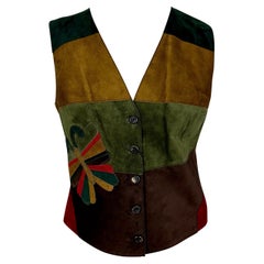 NWT F/W 2002 Dolce & Gabbana Multicolor Suede Butterfly Vest Top