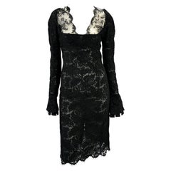 NWT A/I 2002 Yves Saint Laurent by Tom Ford Abito in pizzo trasparente da passerella