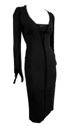 NWT F/W 2002 Yves Saint Laurent by Tom Ford Sheer Black Chiffon Poets Dress