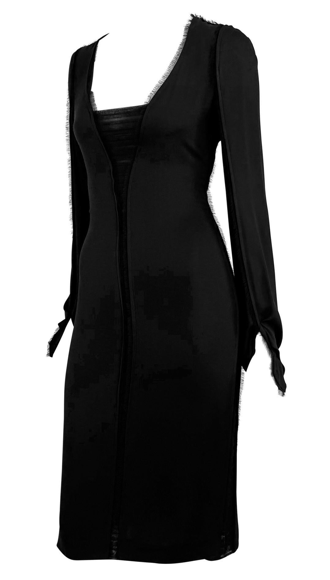 NEU H/W 2002 Yves Saint Laurent by Tom Ford Schwarzes durchsichtiges Chiffon-Poetskleid, neu mit Etikett im Zustand „Hervorragend“ im Angebot in West Hollywood, CA