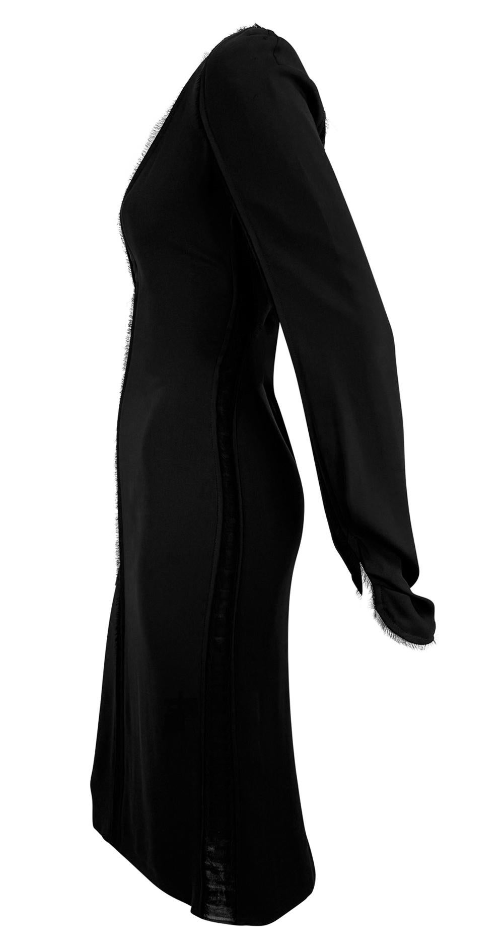 NWT F/W 2002 Yves Saint Laurent by Tom Ford Sheer Black Chiffon Poets Dress In Excellent Condition For Sale In West Hollywood, CA