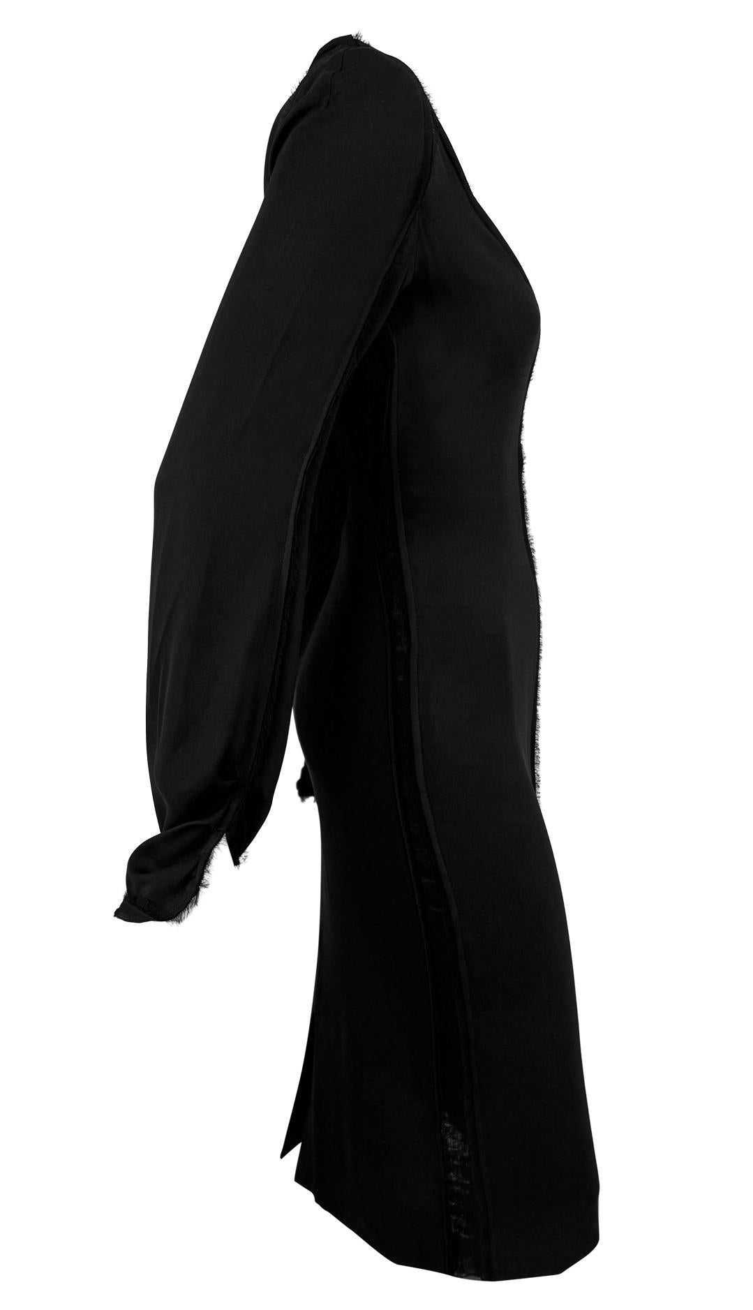 NWT F/W 2002 Yves Saint Laurent by Tom Ford Sheer Black Chiffon Poets Dress For Sale 1