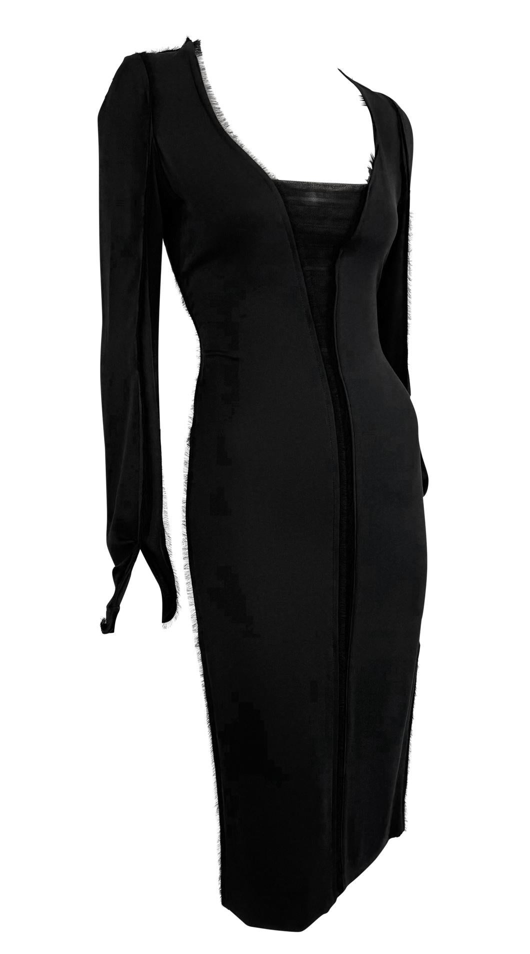 NWT F/W 2002 Yves Saint Laurent by Tom Ford Sheer Black Chiffon Poets Dress For Sale 2
