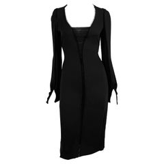 NWT F/W 2002 Yves Saint Laurent by Tom Ford Vestido negro de gasa transparente Poetas