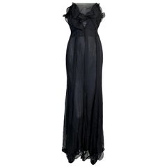 NWT F/W 2002 Yves Saint Laurent Tom Ford Sheer Black Strapless Gown Dress