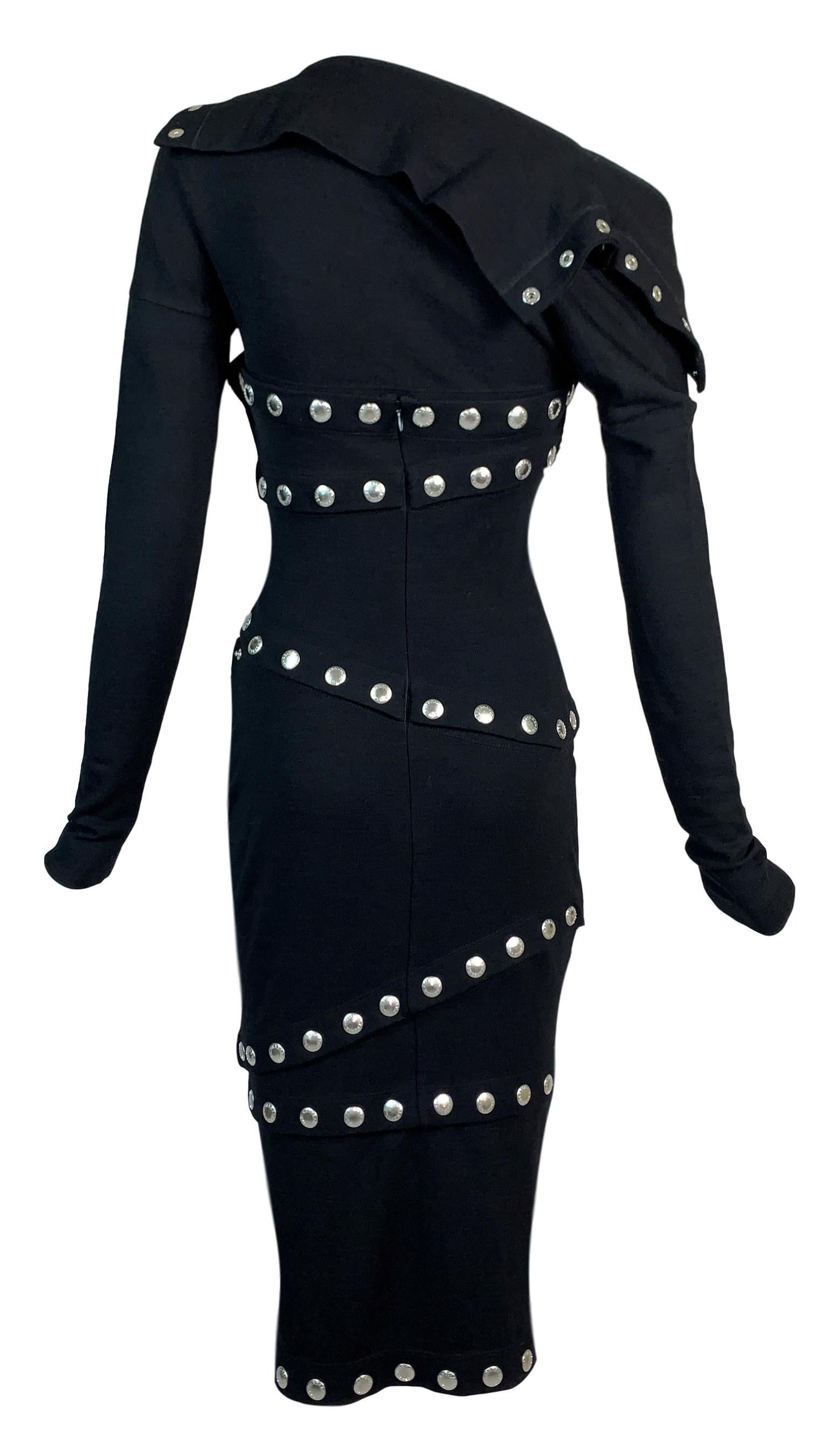 Women's NWT F/W 2003 Dolce & Gabbana Runway Black Snaps Cut-Out Long & Mini Dress