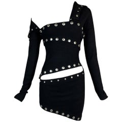 NWT F/W 2003 Dolce & Gabbana Runway Black Snaps Cut-Out Long & Mini Dress