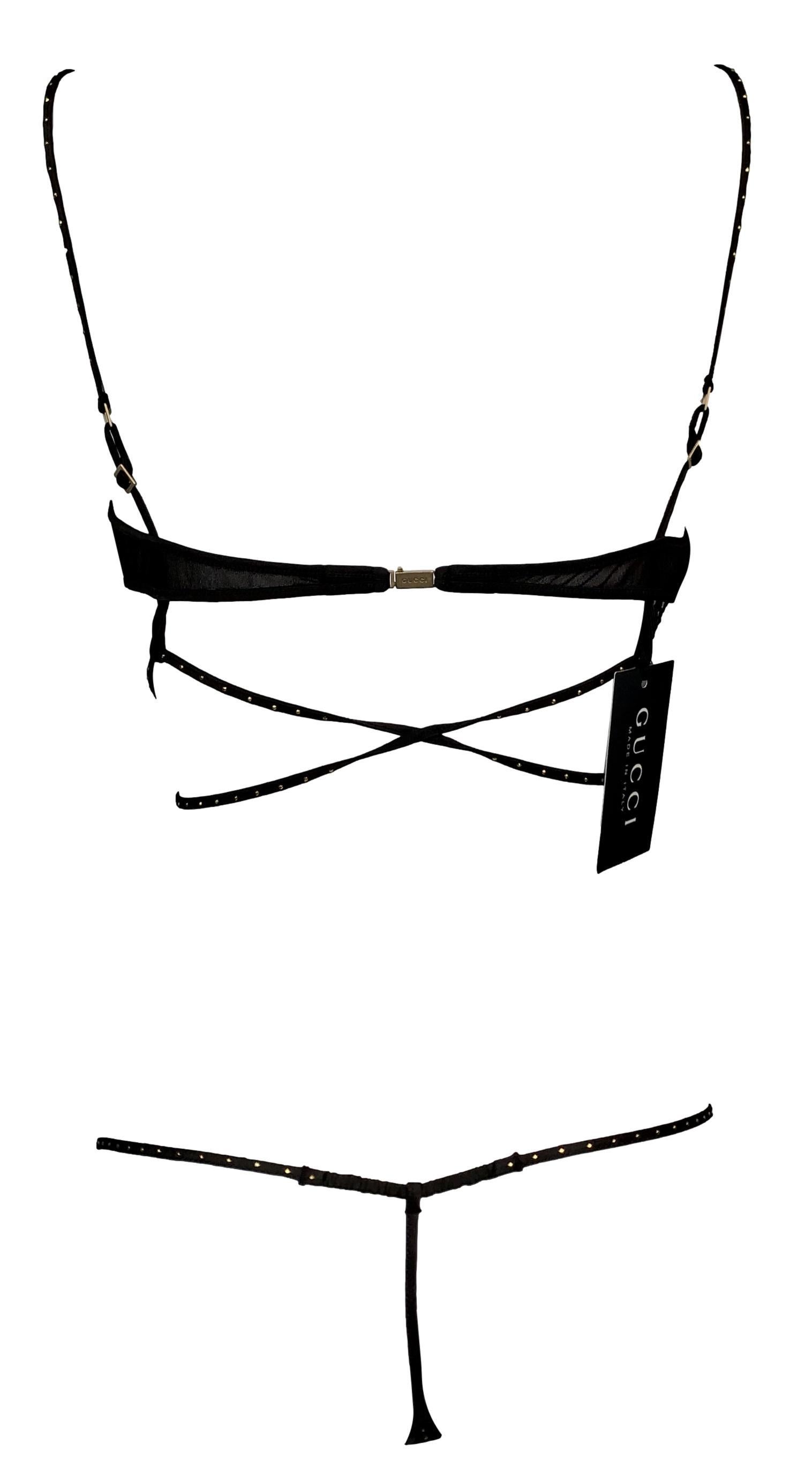 NWT F/W 2003 Gucci Tom Ford Brown Studded Bondage Wrap Bra Lingerie Set For  Sale at 1stDibs