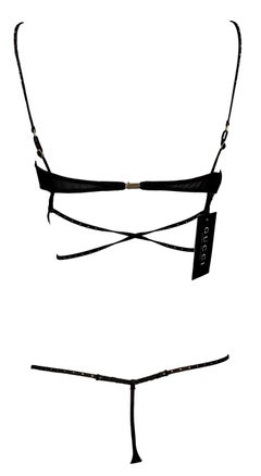 NWT F/W 2003 Gucci Tom Ford Brown Studded Bondage Wrap Bra Lingerie Set
