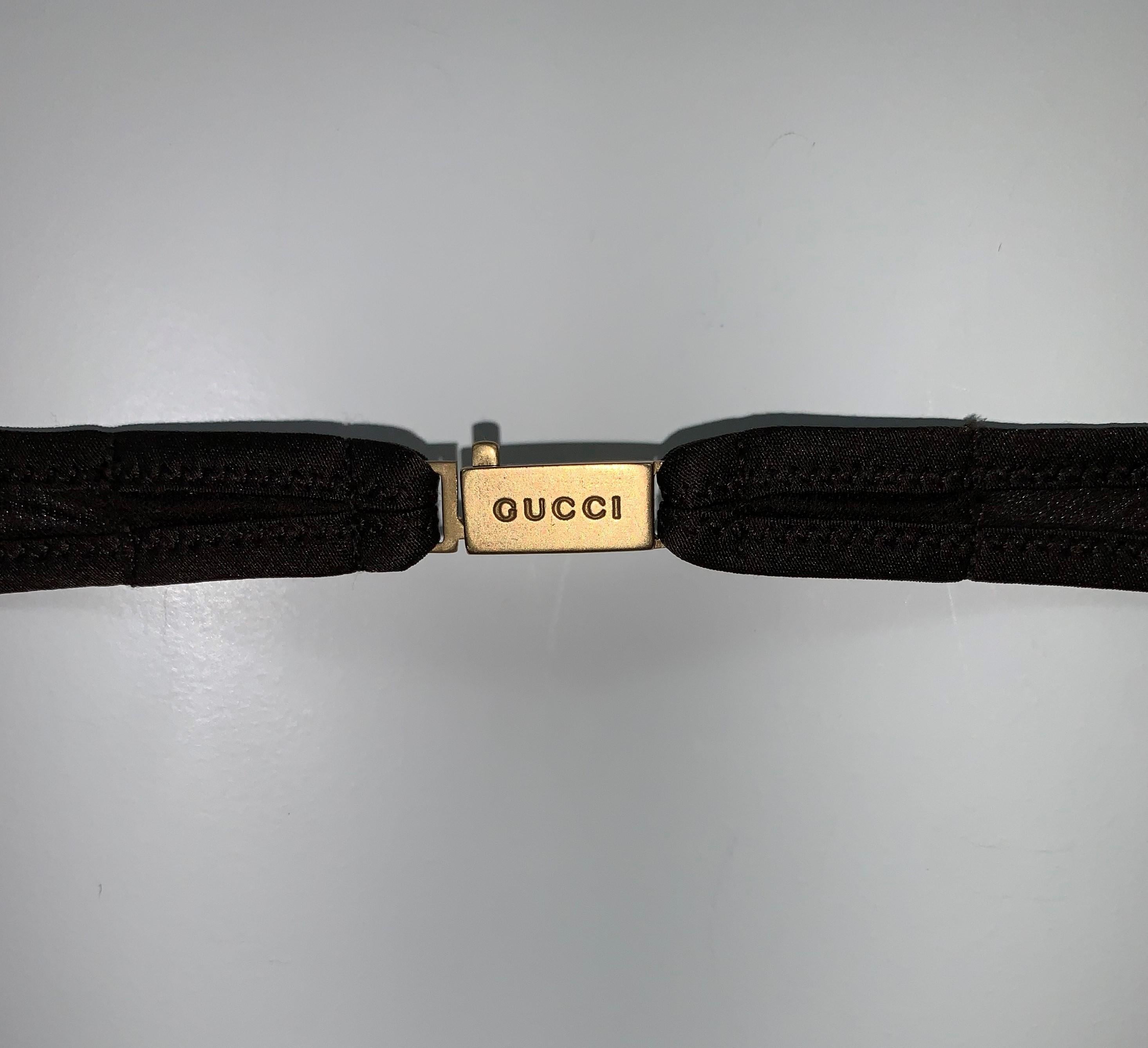Black NWT F/W 2003 Gucci Tom Ford Brown Studded Bondage Wrap Bra Lingerie Set