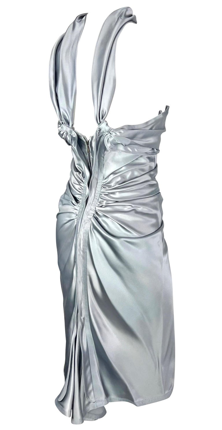 NWT F/W 2003 Yves Saint Laurent by Tom Ford Runway Satin Halter Ruffle Dress  at 1stDibs