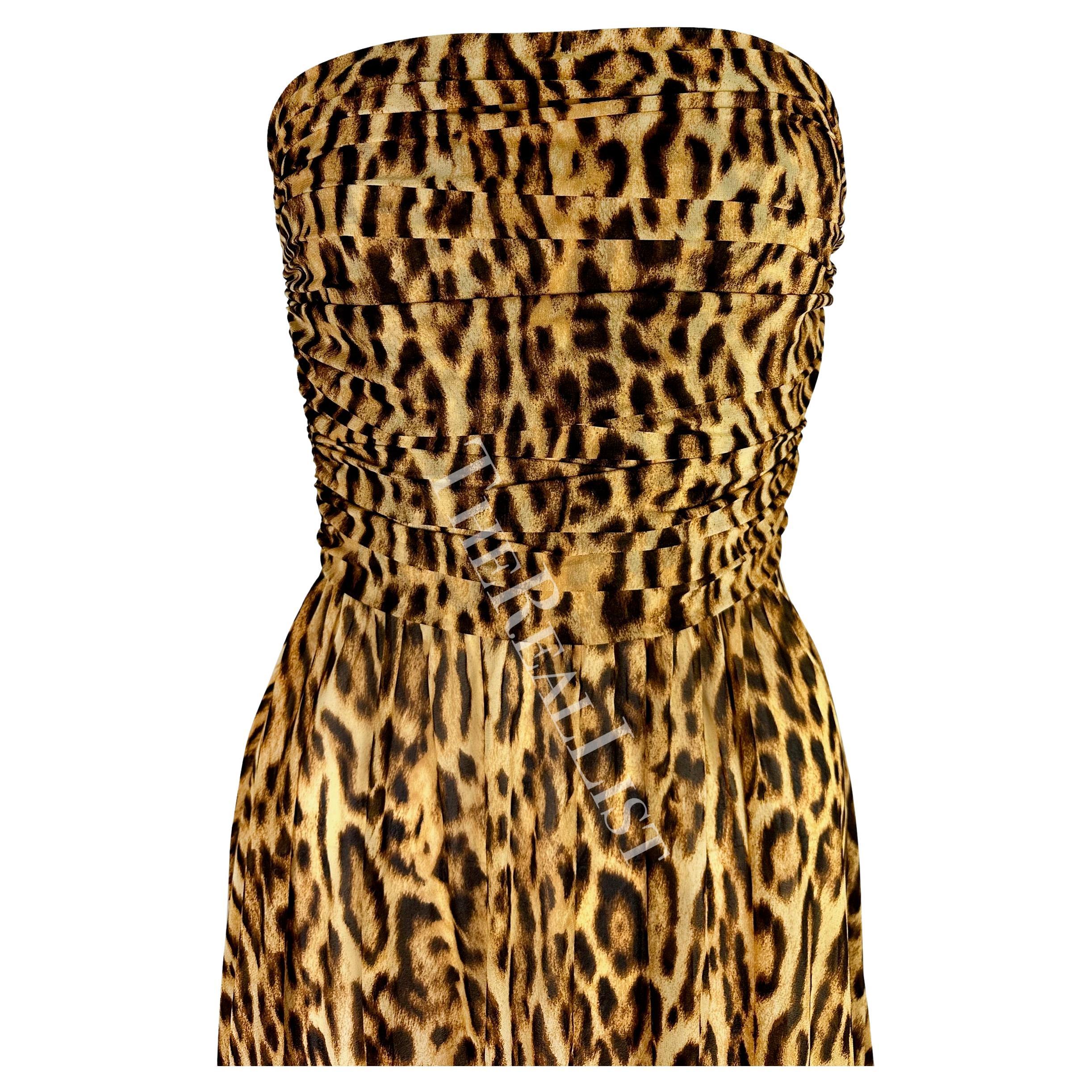 NWT F/W 2004 Celine by Michael Kors Runway Strapless Cheetah Print Gown  For Sale 1