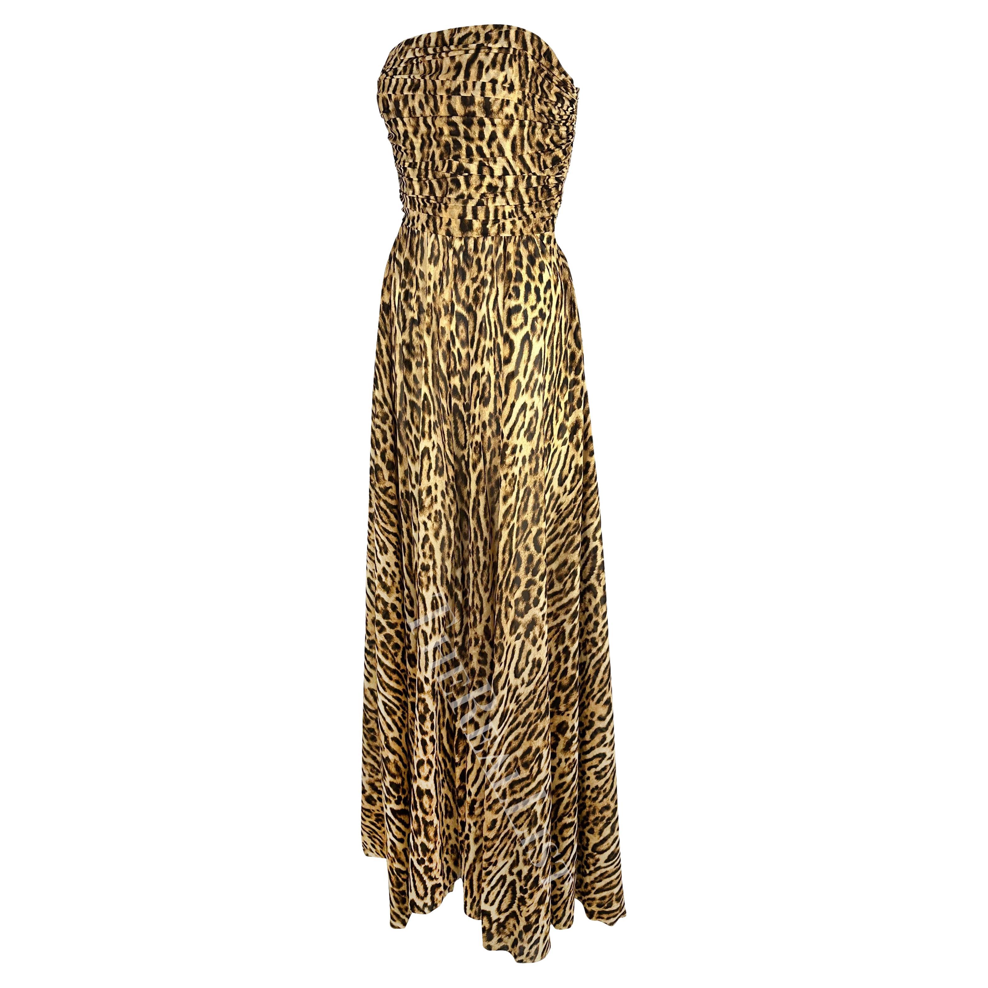 NWT F/W 2004 Celine by Michael Kors Runway Strapless Cheetah Print Gown  For Sale