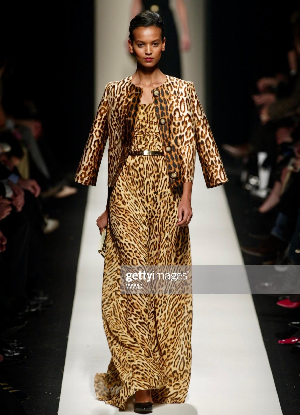 NWT A/I 2004 Celine by Michael Kors Abito in seta senza spalline con stampa leopardo in vendita 2