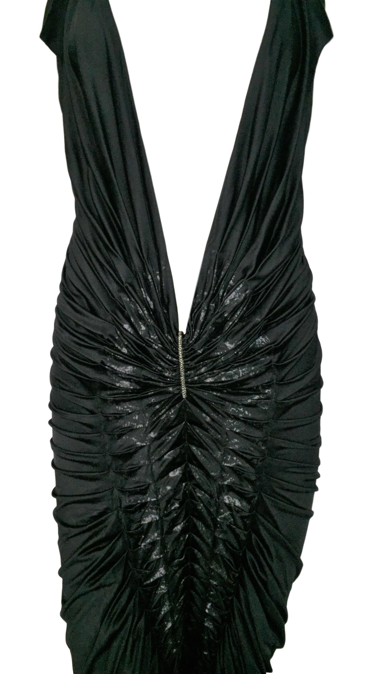 NWT F/W 2004 Gianfranco Ferre Runway 70s Style Plunging Black Jumpsuit In New Condition In Yukon, OK