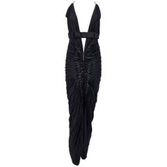NWT F/W 2004 Gianfranco Ferre Runway 70s Style Plunging Black Jumpsuit