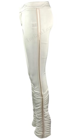 NWT F/W 2004 Gucci by Tom Ford White Ruched Satin Ribbon Trimmed Pants