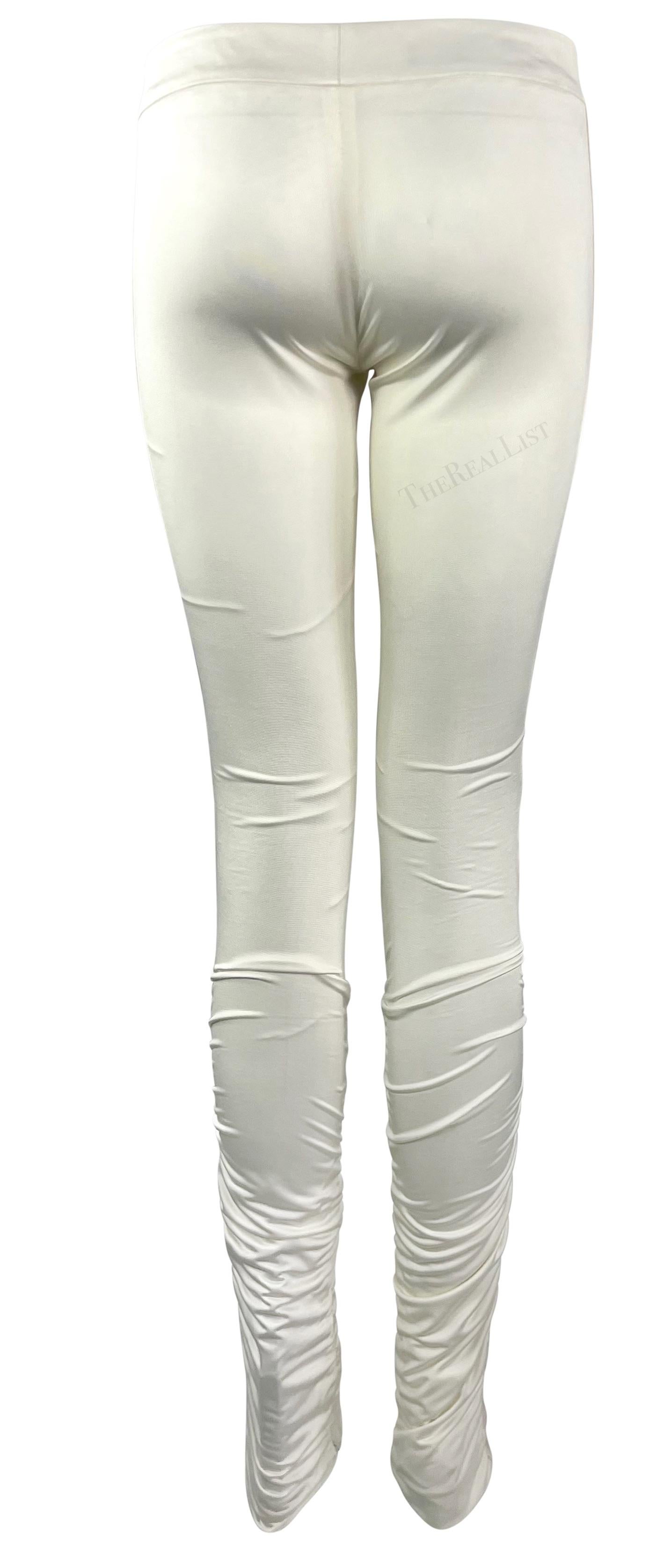 NWT F/W 2004 Gucci by Tom Ford White Ruched Satin Ribbon Trimmed Pants For Sale 3