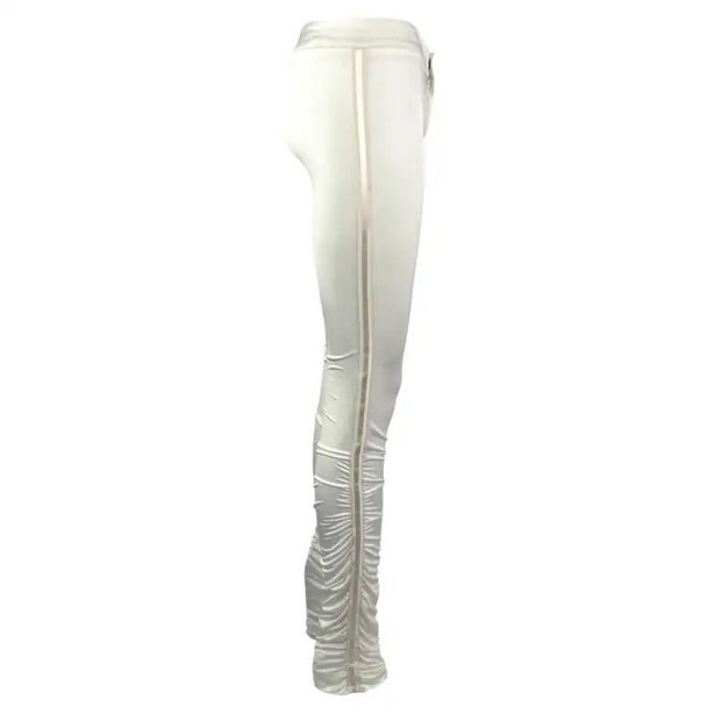 NEU H/W 2004 Gucci by Tom Ford Weiße Hose aus gerafftem Satin mit Schleifenbesatz, neu mit Etikett