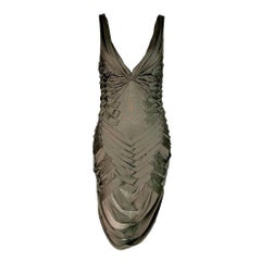 NWT S/S 2005 Gucci  Army Green Plunging Cut-Out Strappy Bodycon Dress