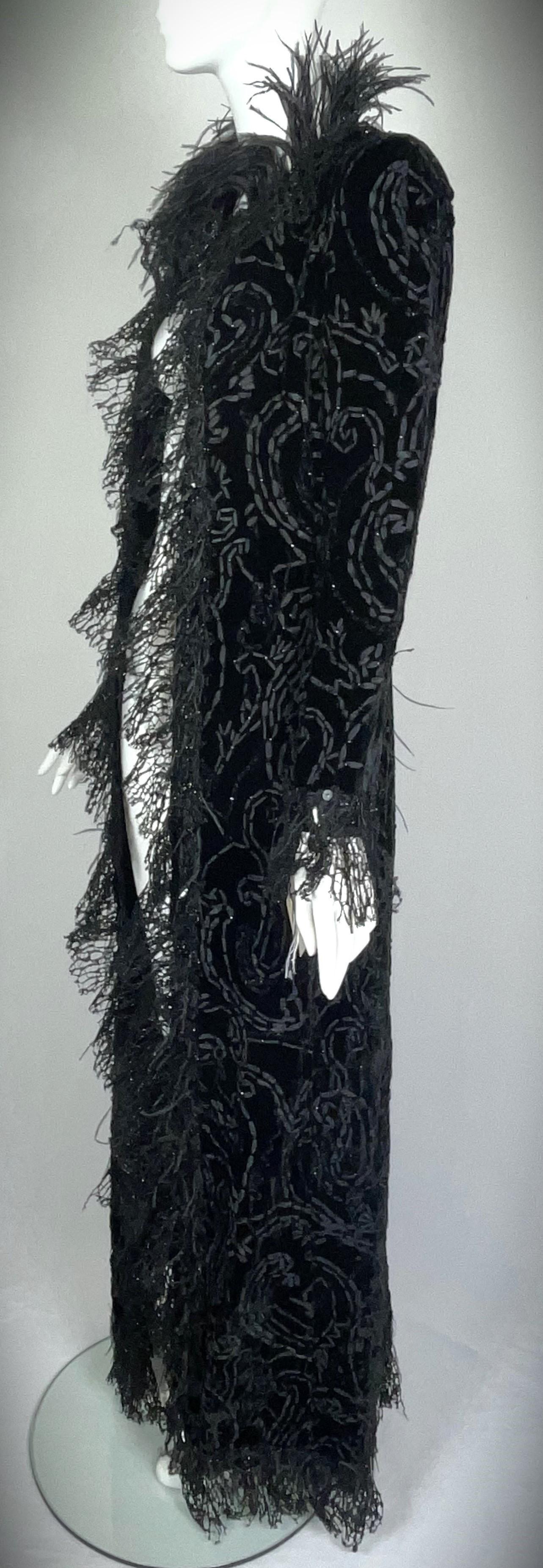 NWT F/W 2004 Oscar de la Renta Runway Black Goth Princess Lace Maxi Coat Dress In New Condition In Yukon, OK