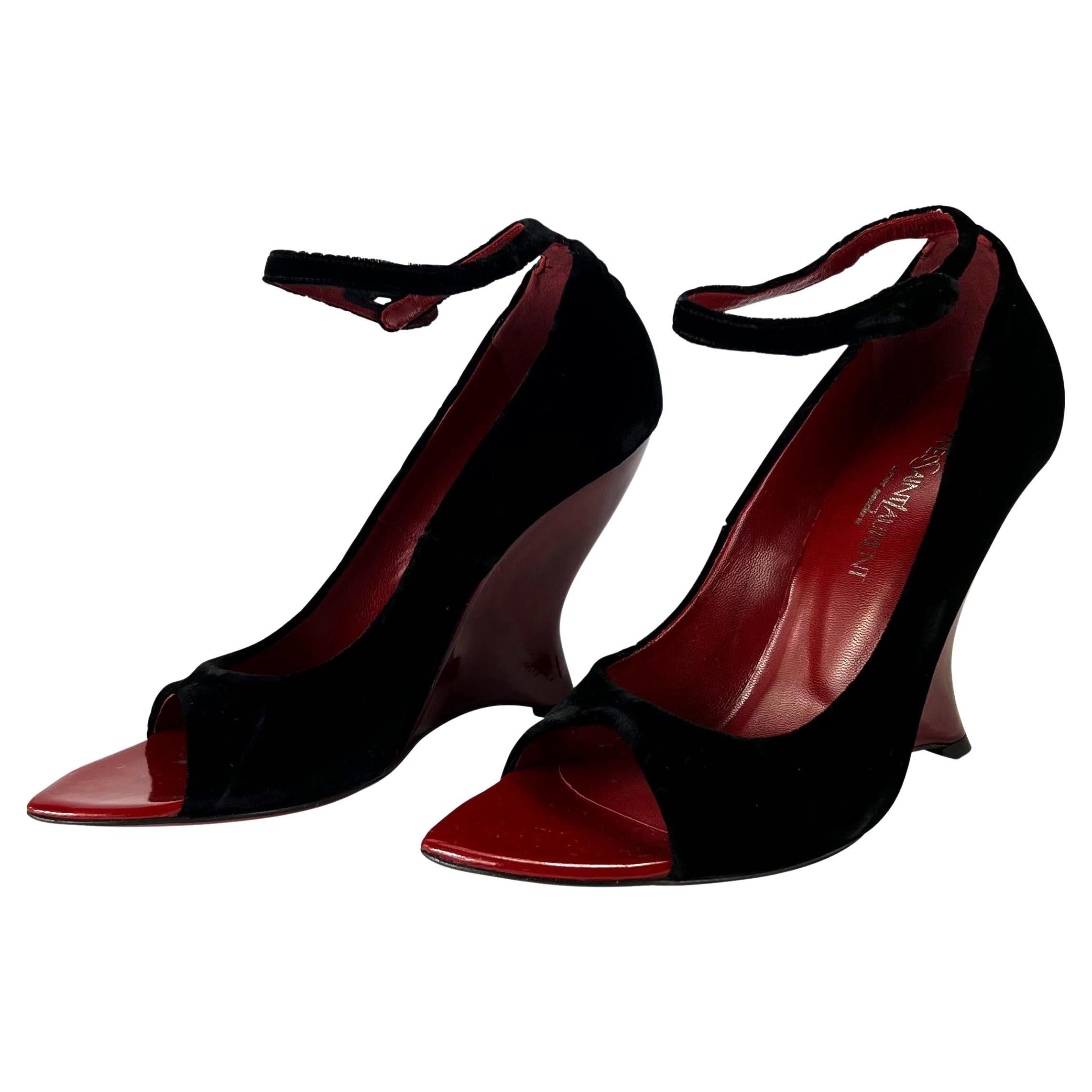 red velvet wedge shoes