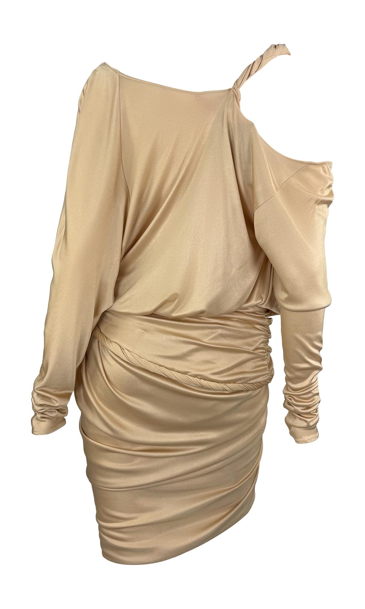 NWT F/W 2008 Emanuel Ungaro Laufsteg Drapierte Beige Viskose Wrap Style Mini Kleid im Angebot 7
