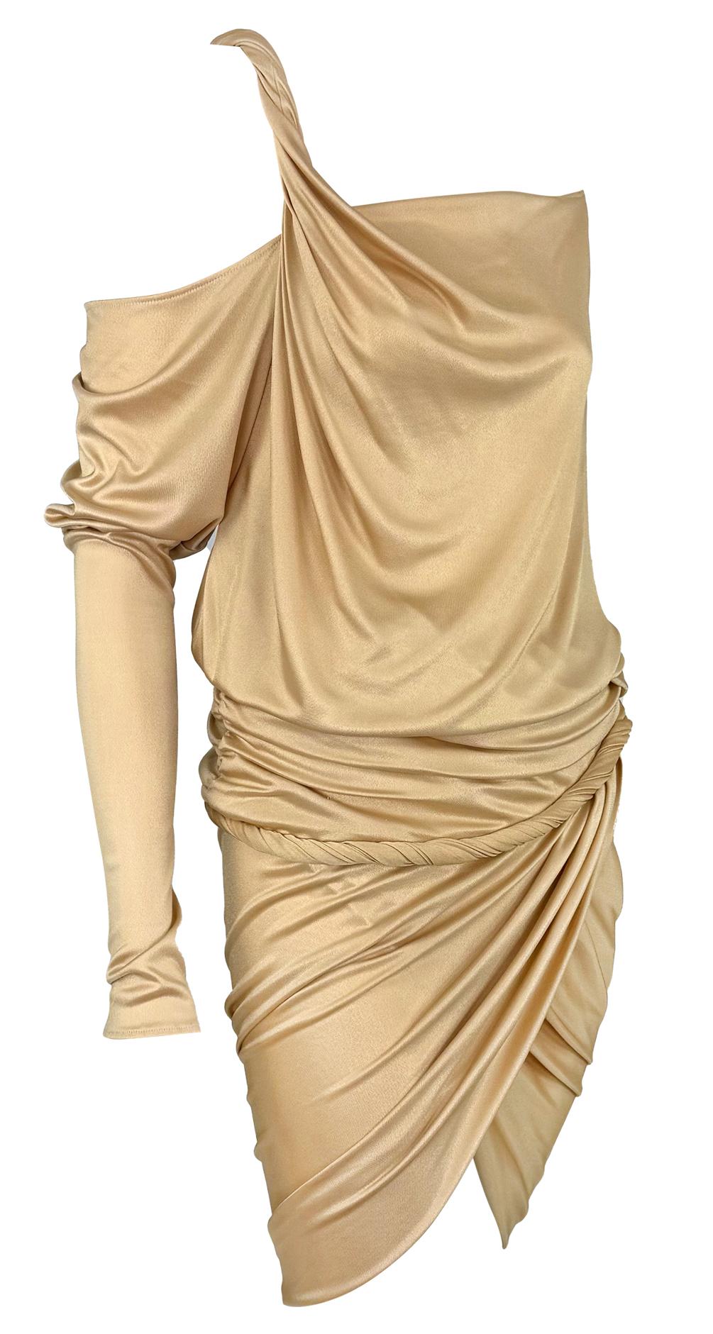 NWT F/W 2008 Emanuel Ungaro Laufsteg Drapierte Beige Viskose Wrap Style Mini Kleid im Angebot 8