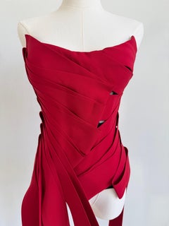 NWT F/W 2024 Red Silk Strapless Tunic