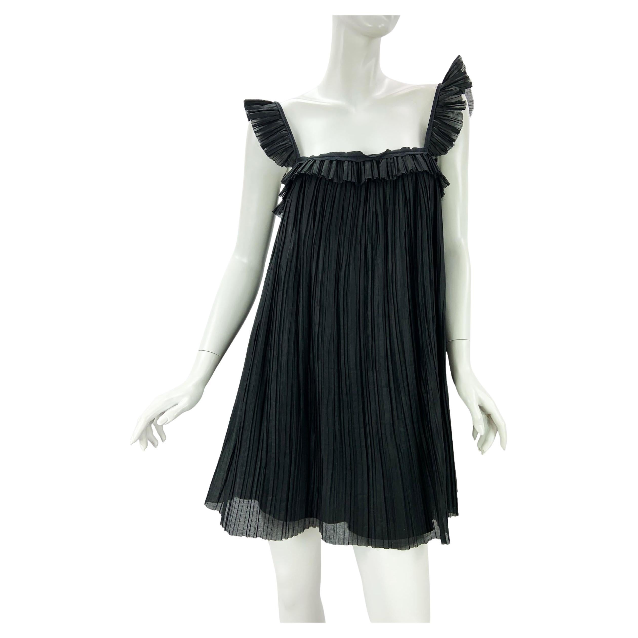 NEU Fendi Schwarzes Minikleid aus Seidenorganza aus Seide, Italienisch 42 im Angebot