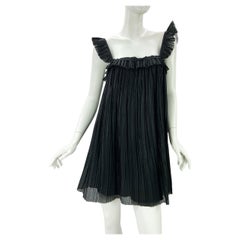 NWT Fendi Mini Vestido de Organza de Seda Negra Italiana 42