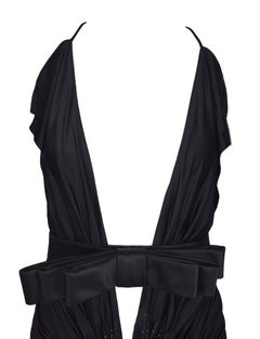 NWT F/W 2004 Gianfranco Ferre Runway 70s Style Plunging Black Jumpsuit